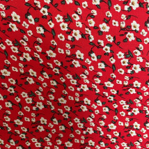Штапель принт мелк.цветы на красном ш.150 см арт.3802