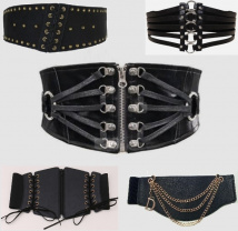 Пояс кожаный, черный (корсет)