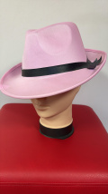 Шляпа Борсалино розовая