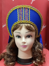 Кокошник Рита с бантом синий