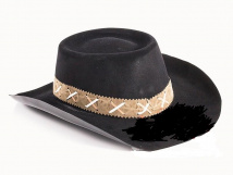 Шляпа ковбойская пластмасса с велюром