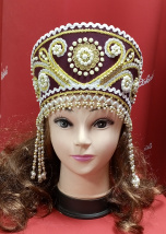 Кокошник Княжна взрослый бордовый