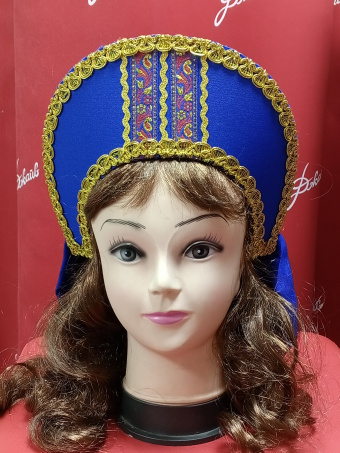 Кокошник Рита с бантом синий