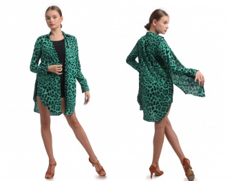 Рубашка-платье CRAZY1 леопард зеленый