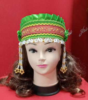 Кокошник Инна зеленый/красный