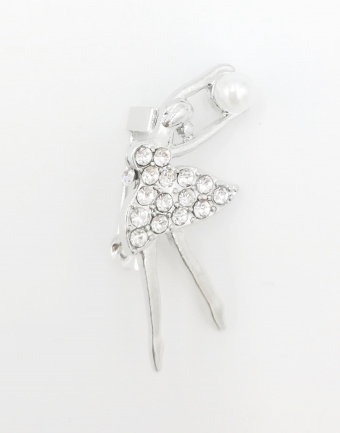 Брошь Балерина с жемчугом серебро