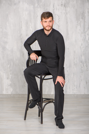 Футболка-поло д/р черная