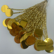 Стеклярус с пайеткой золото (50нитей)